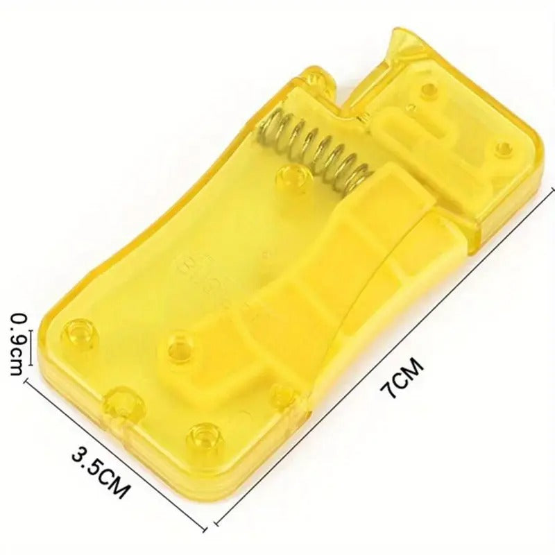 A handmade sewing needle threader, yellow automatic needle threader, DIY handmade sewing threader, featuring a bright yellow design and equipped with a spring