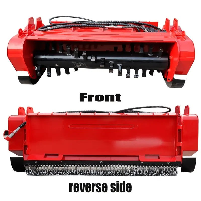 Free Ship 46 Inch Forestry Mulcher Skid Steer Loader Attachments, Garden Mulcher For Leaf Shrub Branches Crusher Land Renovation And Cleaning Connects To Most Bobcat Skid Steers