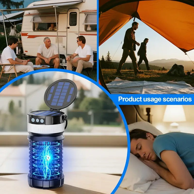 Solar Mosquito Killer Lamp for Outdoor and Camping - 12H UV Bug Zapper, 4000mAh, Fly and Mosquito Auto Sensor