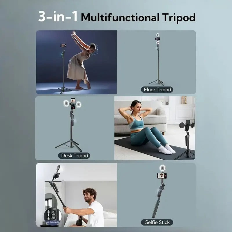 70" Auto Face Tracking Tripod For Phone, 360 Rotation Travel Selfie Stick Mount, Face Tracking Phone Tripod Holder With Remote And Light, Applied To YouTube Video Recording