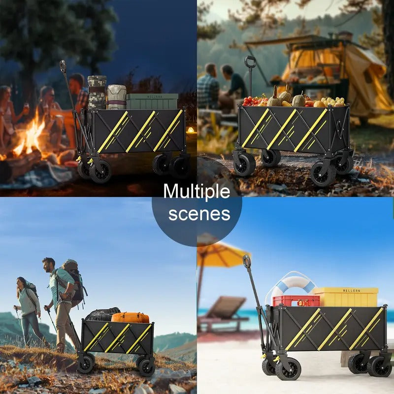 1pc Foldable Trolley Pet Transporter Beach Trolley, 550lb Heavy Duty Multi-purpose Garden Trolley with 360°All-terrain Wheels,