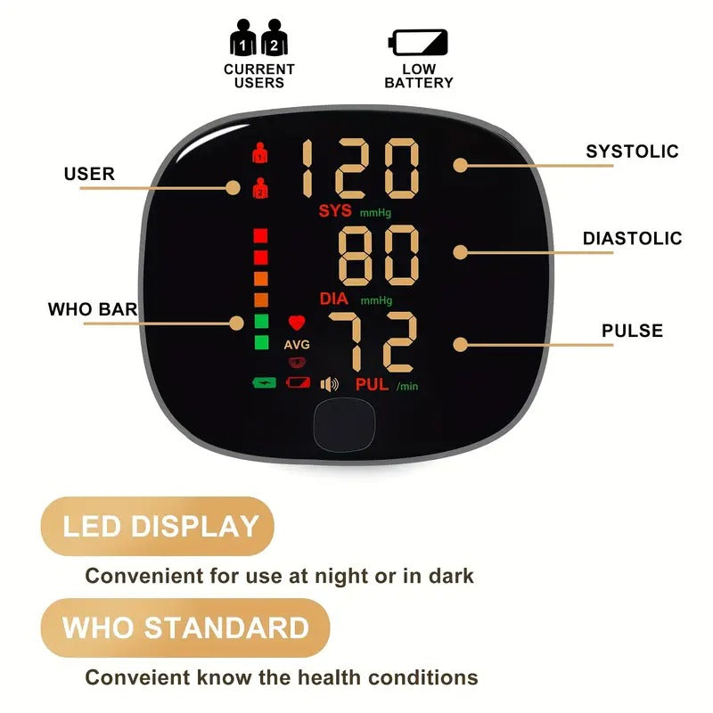 1pc MD1820 Wrist Blood Pressure Monitor with LCD Display, Adjustable Cuff, Pulse Rate Detection & Irregular Heartbeat Alarm - USB Rechargeable, Sound Playback - Home Health