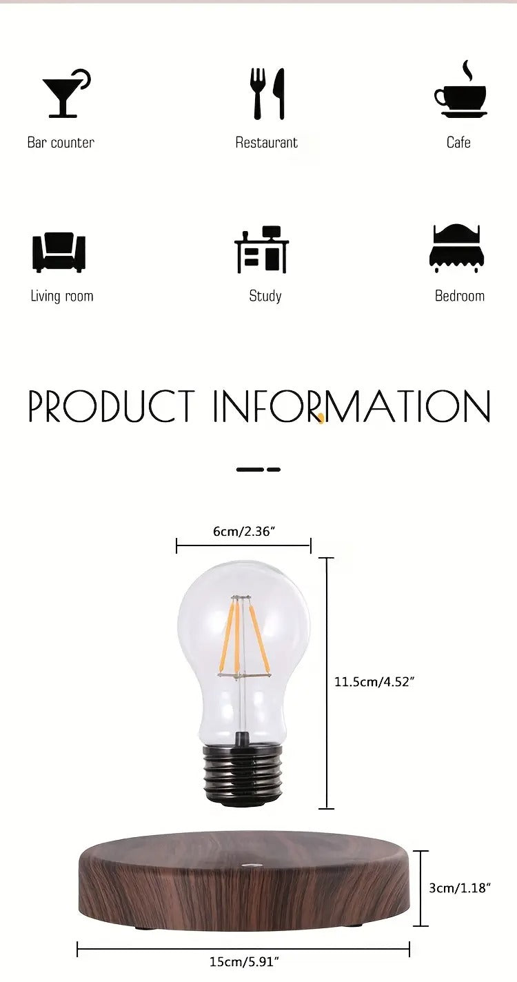 Magnetic Levitation Light Bulb - Warm Yellow LED, Touch Control, Unique Gift for Living Room, Bedroom, Office | Best Christmas Decoration