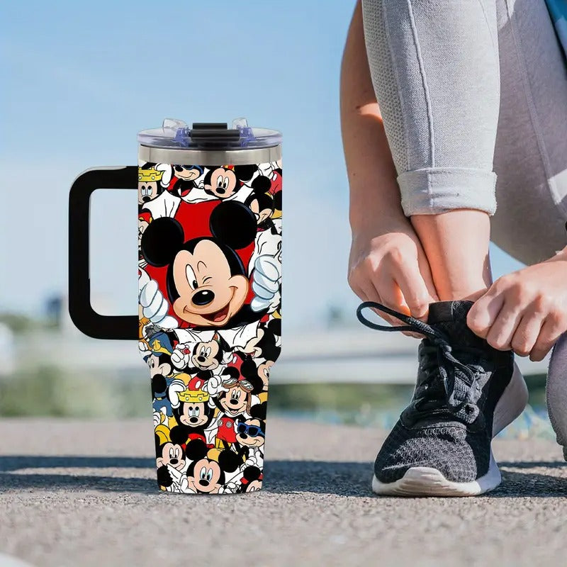 1pc Disney Mickey Mouse 40oz Stainless Steel Tumbler with Lid & Straw, Insulated for Hot & Cold Drinks, BPA-Free, Vibrant Mickey Illustrations, Perfect for Camping, Sports, Car Use
