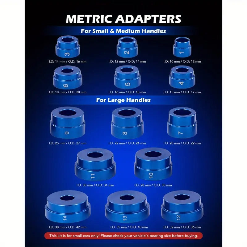 33pcs Professional Bearing Press Kit for Small Vehicles, Includes Metric & SAE Adapters, Seal Drivers, and 3 Knurled Handles for Bearing Race Installation, Without Battery
