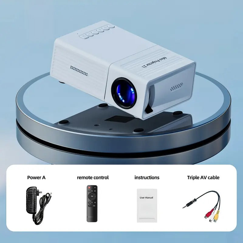 Portable Projector, Support 1080P, USB Connection, Remote Control - Compatible With Smartphones, Tablets, Laptops, TV Sticks And USB Drives, Desktop Mount, LCD Display, Power