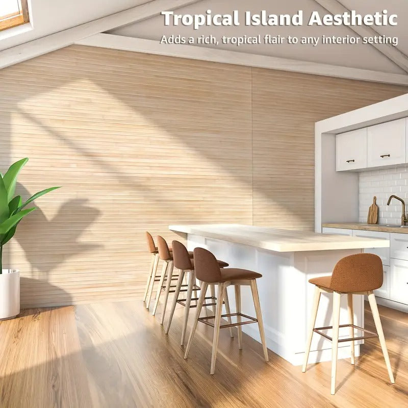 [Natural Bamboo Wall Panel] Carbonized Natural Bamboo Wall Panel | 48 X 96 Inch Pole Wrap Wainscoting Paneling For Interior Wall Decor, Ceiling, Furniture, Cabinet, Office