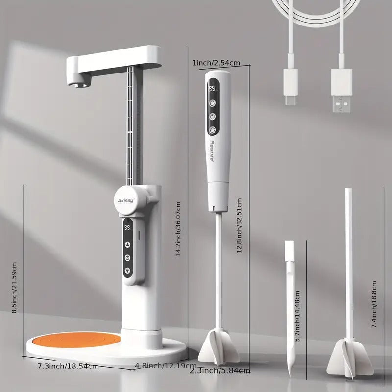 [Automatic Resin Mixer] 5 Speed Hands-Free Automatic Resin Mixer | High Efficiency Epoxy Blender for DIY Crafts, Jewelry Making, and Resin Art Projects - Minimize Bubbles, Rechargeable Battery/USB Powered, White & Orange Design