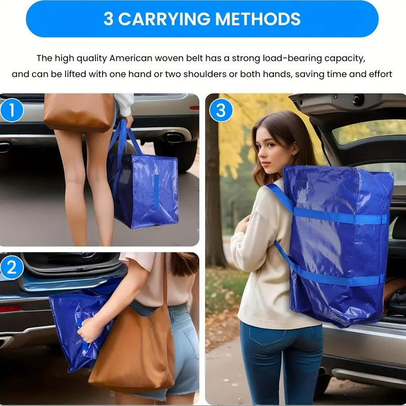 Ornament Storage Simple Deluxe 20 Pack Extra Large Moving Bags With Lids, Reinforced Handles And Zippers, Heavy Duty Storage Tote For Moving Travel Camping Space Saving, Blue