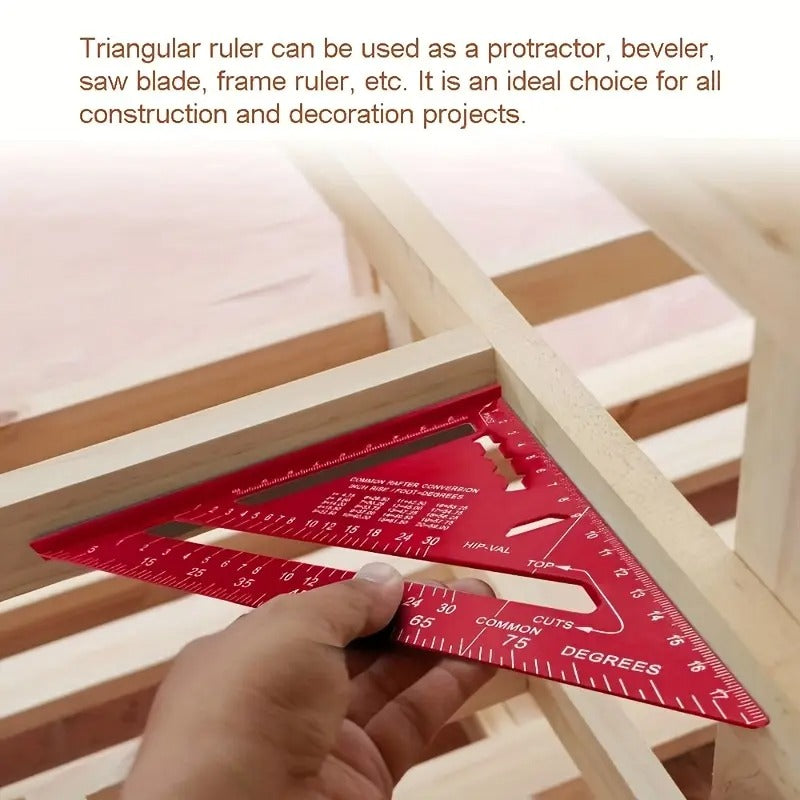 12 - Inch Aluminum Alloy Triangular ruler Square, with An Angle Protractor And Metric Scale. It Is A Durable Metal Measuring And Marking Tool, Suitable for Home Decoration And Woodworking.