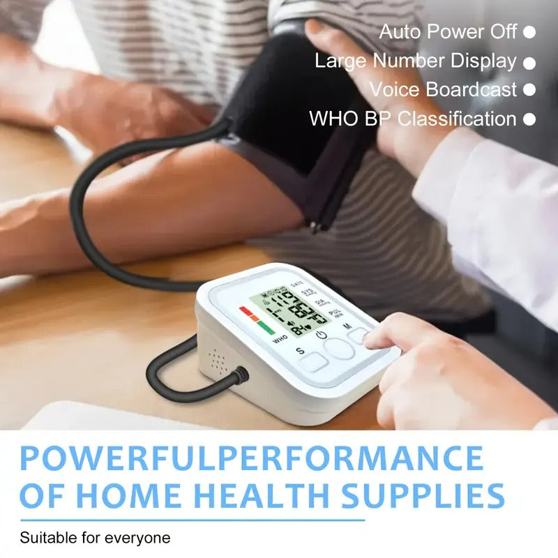 Arm Blood Pressure Monitor For Adult, Blood Pressure Machine Easy To Operate, Large Backlit LCD Display, With Adjustable Cuff, 60S Fast Reading, Voice Broadcast, Hypertension Alert, 2×99 Sets Memory, Home And Travel Use, (Battery Not Included)