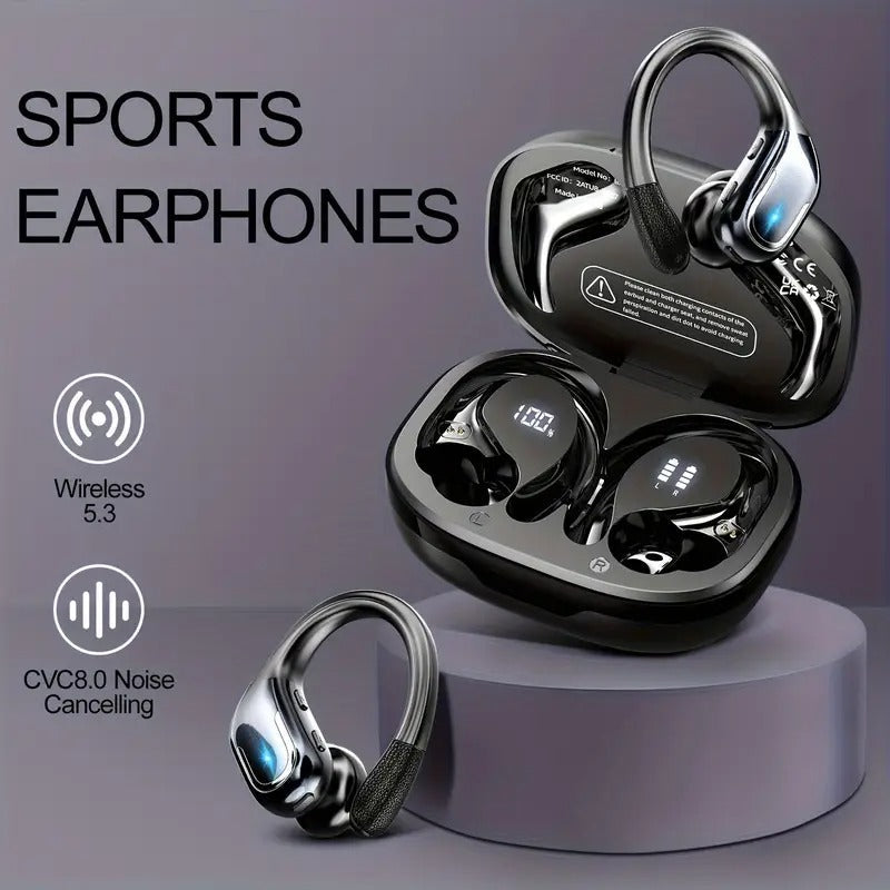 [Pure Bass Sound] LIFEBEE Wireless Earbuds | Earphones with Earhooks | Pure Bass Sound | ENC Noise Cancelling | Dual-LED Display | Built-in Microphone