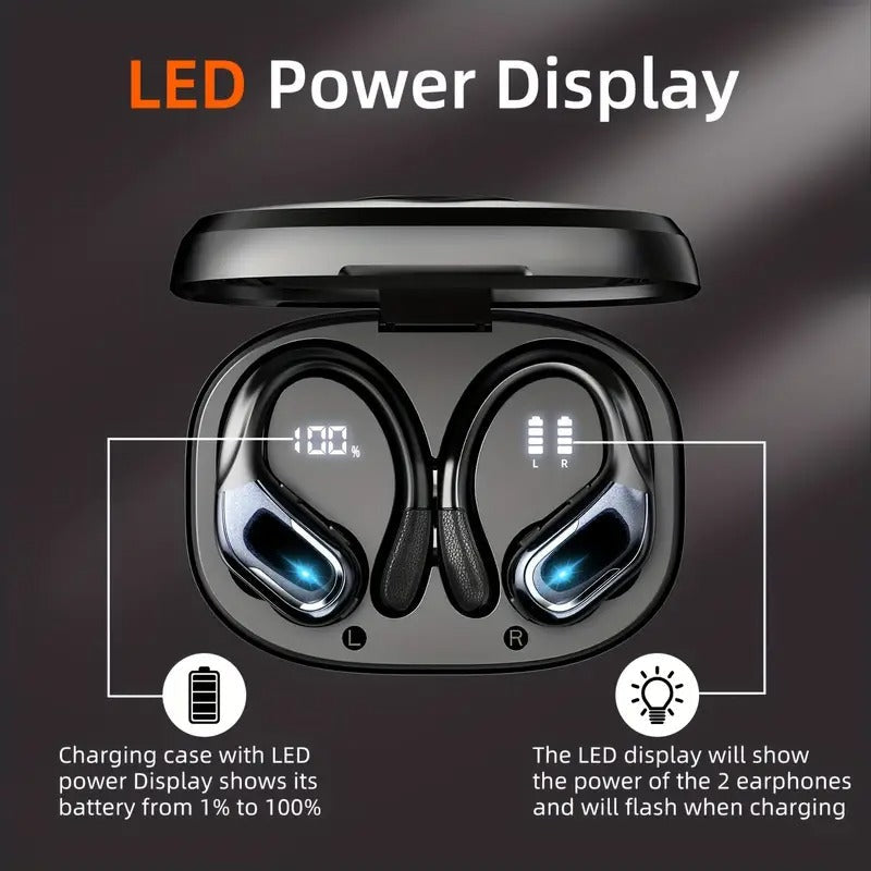 [Pure Bass Sound] LIFEBEE Wireless Earbuds | Earphones with Earhooks | Pure Bass Sound | ENC Noise Cancelling | Dual-LED Display | Built-in Microphone