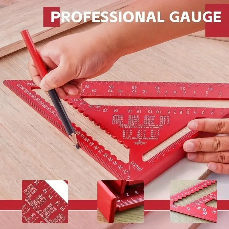 12 - Inch Aluminum Alloy Triangular ruler Square, with An Angle Protractor And Metric Scale. It Is A Durable Metal Measuring And Marking Tool, Suitable for Home Decoration And Woodworking.