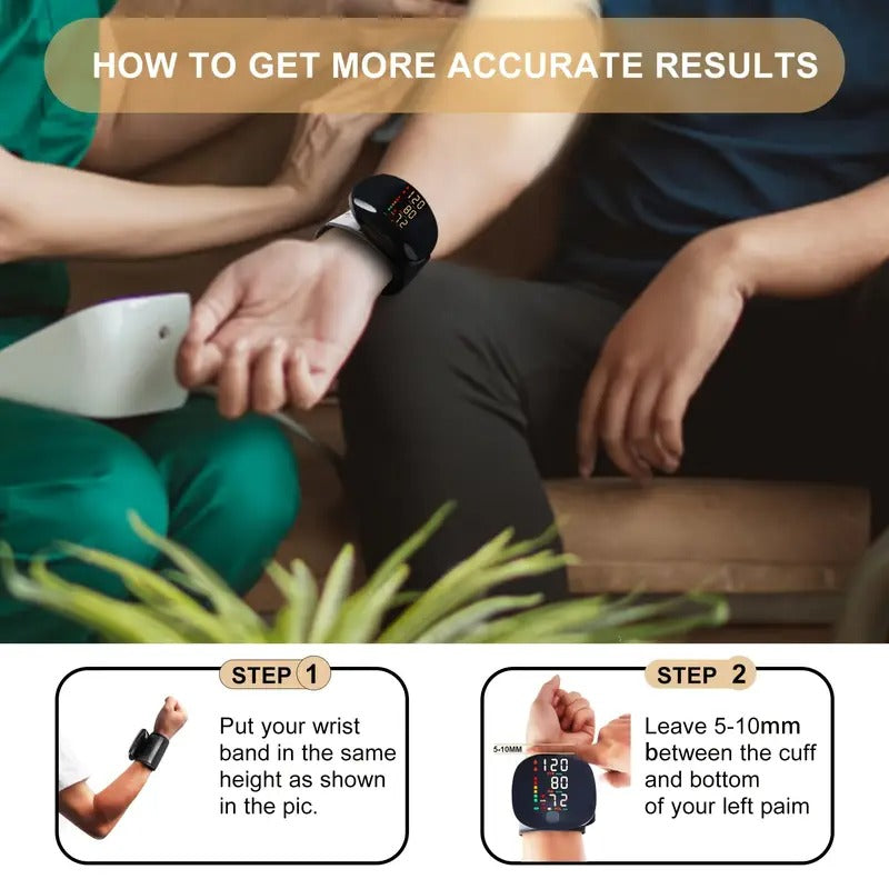 1pc MD1820 Wrist Blood Pressure Monitor with LCD Display, Adjustable Cuff, Pulse Rate Detection & Irregular Heartbeat Alarm - USB Rechargeable, Sound Playback - Home Health