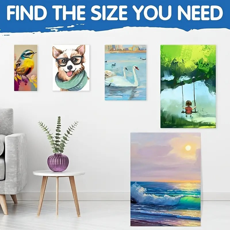Stretch Canvas, Multi-Piece Set 11X14, 9X12, 8X10, 5X7, 4X4, 10pcs, Primed White - 100% Cotton Artist Canvas Boards, Suitable for Painting, Acrylic Pouring, Oil Painting Wet And Dry Art Mediums