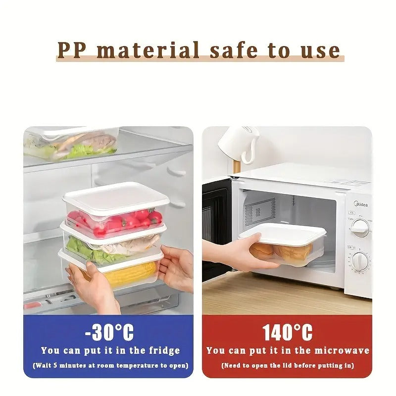6pcs 1500ml/ 52oz Refrigerator Frozen Meat Storage Box, Multi-purpose Reusable Sub-Packaging Freshness Box, Multifunctional Food Storage Container, Soft Seal Cover, Suitable for Meat, Fruits and Vegetables,