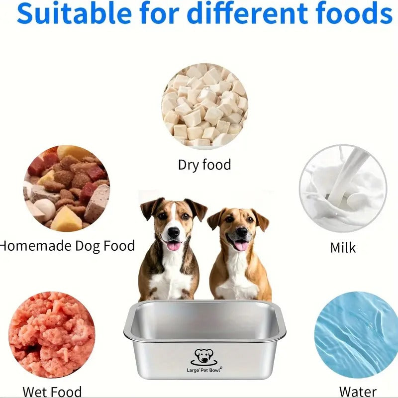 Misofog 2pcs Stainless Steel Dog Bowls for Large Dogs, 1.25 Gallons High Capacity Metal Dog Food Bowls, Extra Large Dog Bowl, Extra Large Water Bowl for Dog