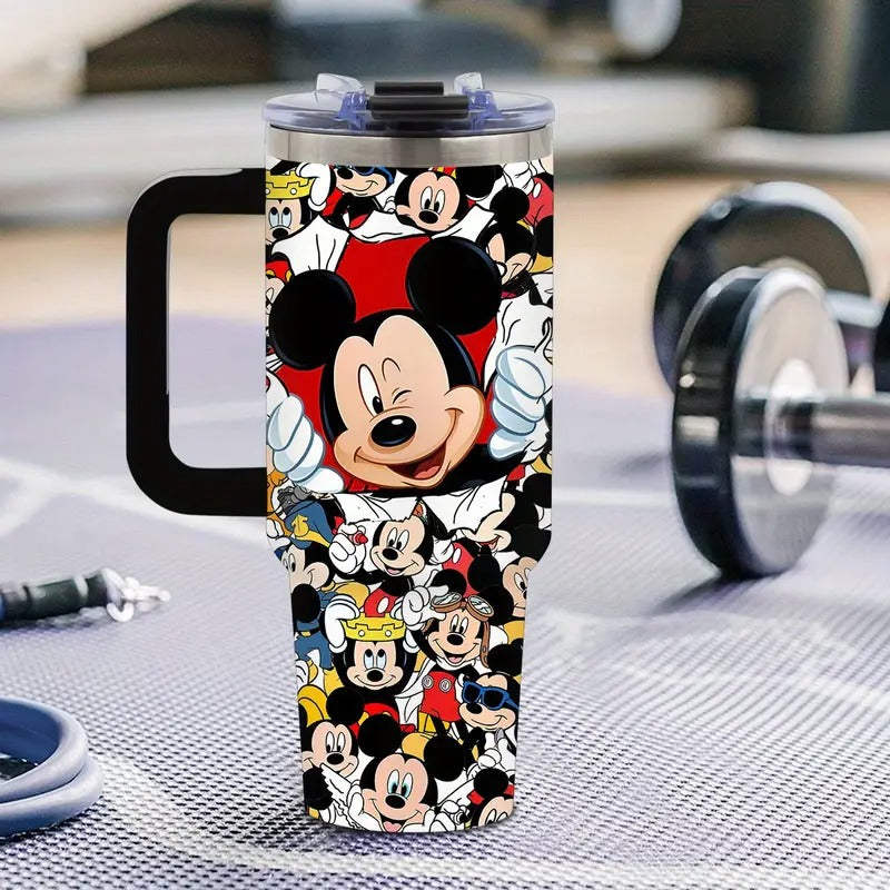 1pc Disney Mickey Mouse 40oz Stainless Steel Tumbler with Lid & Straw, Insulated for Hot & Cold Drinks, BPA-Free, Vibrant Mickey Illustrations, Perfect for Camping, Sports, Car Use