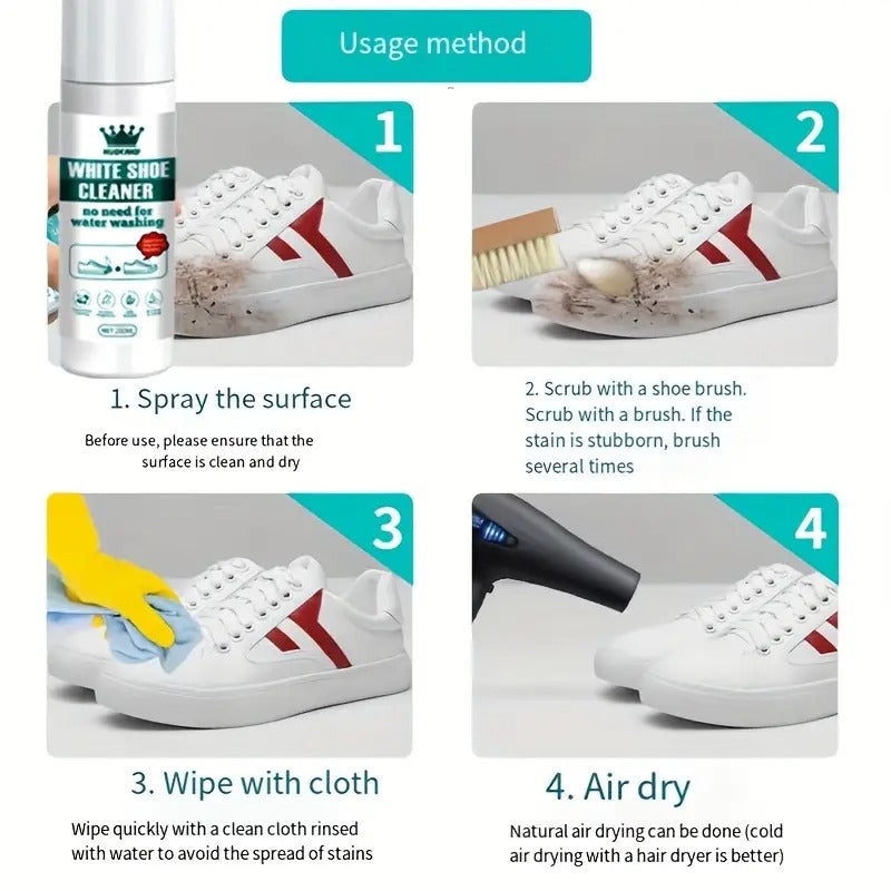 Yixingjia 1-Pack Multi-Functional Shoe Cleaner Brush with Foam Applicator - Whitening & Yellowing Remover, Non-Damaging Formula for Sneakers, Leather, Fabric Shoes - 6.76-16.91oz