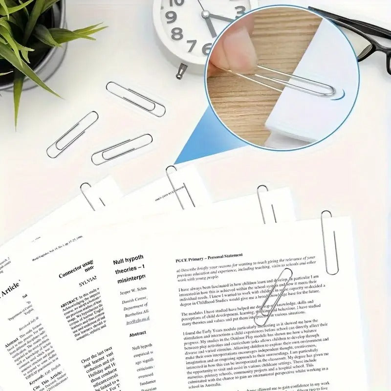 Stainless Steel Paper Clips with Organiser - Durable, rust-resistant bookmarks and file organisers for home, school and office - Stylish storage essentials, paper clips, school