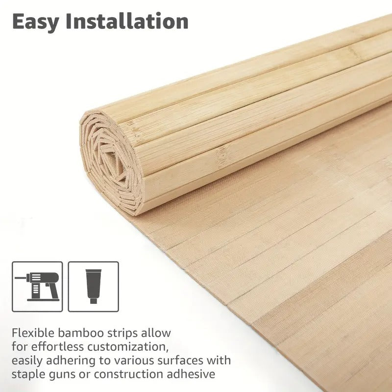 [Natural Bamboo Wall Panel] Carbonized Natural Bamboo Wall Panel | 48 X 96 Inch Pole Wrap Wainscoting Paneling For Interior Wall Decor, Ceiling, Furniture, Cabinet, Office