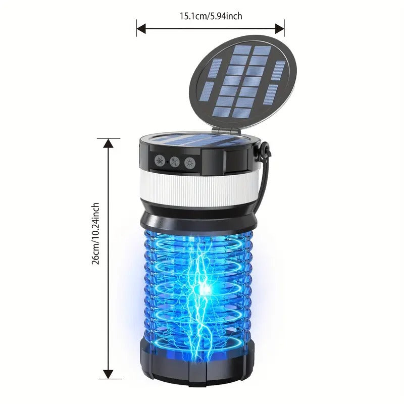 Auto-Sensor Solar Insect Killer - 4000mAh Portable Bug Zapper Light with LED, USB Rechargeable, Indoor/Outdoor Use, ABS Material, Solar-Powered Insect Repellent for Home & Garden