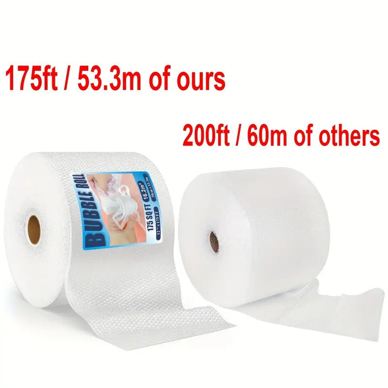 12" X 175' Small Bubble Cushioning Wrap For Moving And Shipping - Extra Protection Packaging Boxes And Mailers - Clear Bubble Roll Moving Supplies, Perforated Every 12 IN
