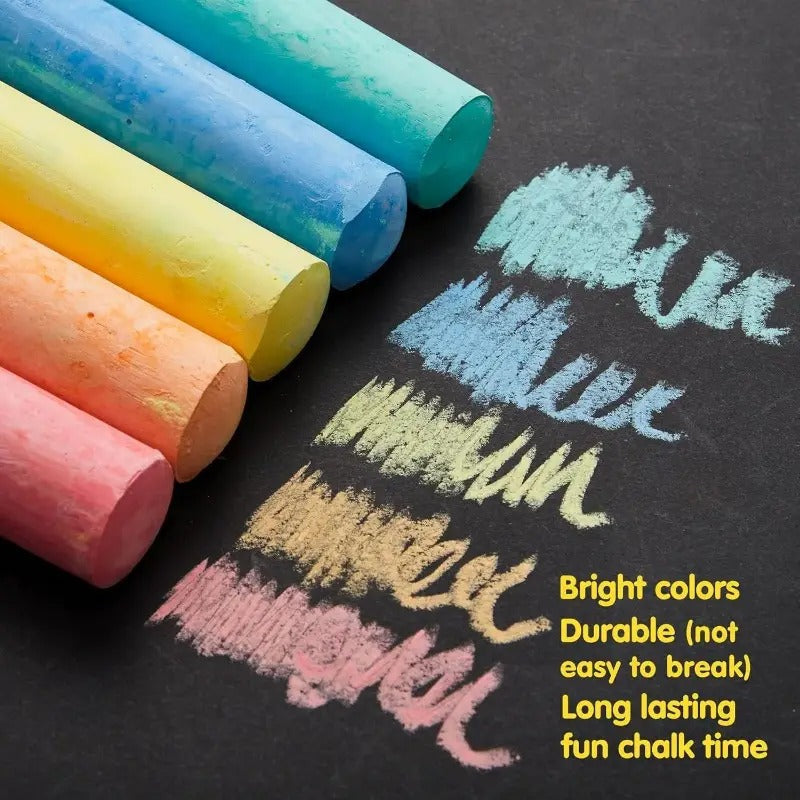 150pcs Sidewalk Chalk Set In 30pcs for Kids, 5 Colors, Giant Box Non-Toxic Jumbo Washable Chalk for Outdoor Art Play, Painting On Chalkboard, Kitchen, Blackboard, Playground,