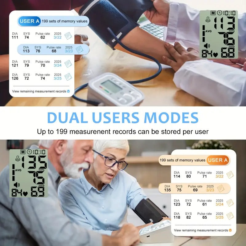 Arm Blood Pressure Monitor For Adult, Blood Pressure Machine Easy To Operate, Large Backlit LCD Display, With Adjustable Cuff, 60S Fast Reading, Voice Broadcast, Hypertension Alert, 2×99 Sets Memory, Home And Travel Use, (Battery Not Included)