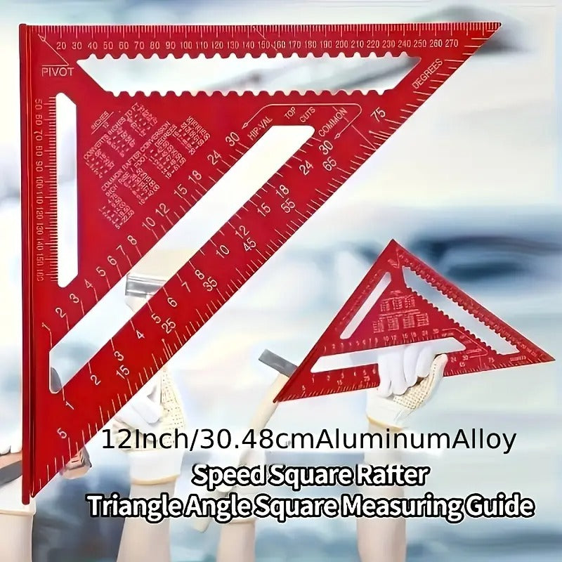12 - Inch Aluminum Alloy Triangular ruler Square, with An Angle Protractor And Metric Scale. It Is A Durable Metal Measuring And Marking Tool, Suitable for Home Decoration And Woodworking.