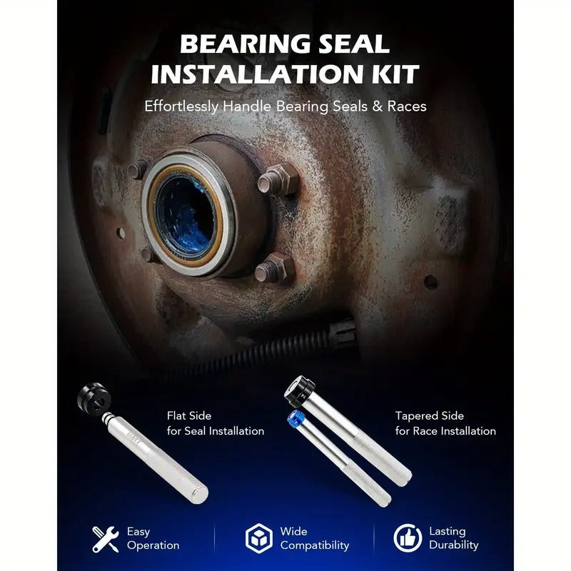 33pcs Professional Bearing Press Kit for Small Vehicles, Includes Metric & SAE Adapters, Seal Drivers, and 3 Knurled Handles for Bearing Race Installation, Without Battery