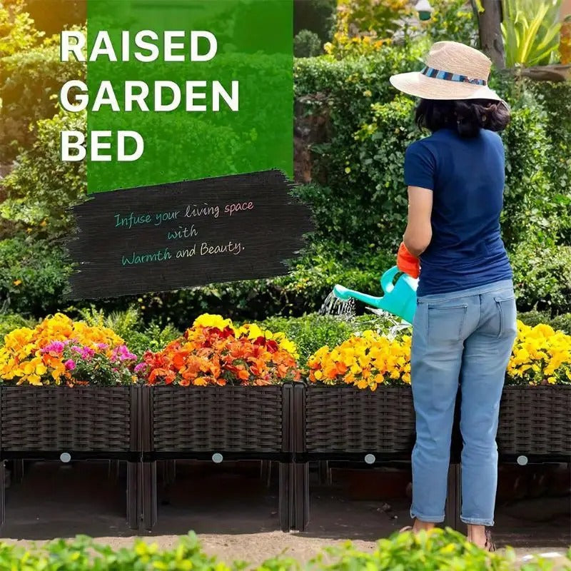 [Elevated Garden Beds] 3 Sets Raised Garden Beds Outdoor | 47.24x15.75x14.57 Inch Elevated Garden Bed with Legs, Patio Plant Boxes for Vegetables & Flowers - Heat & Frost Resistant, Drain Outlet - Indoor/Outdoor, Balcony, Yard Gardening Supplies