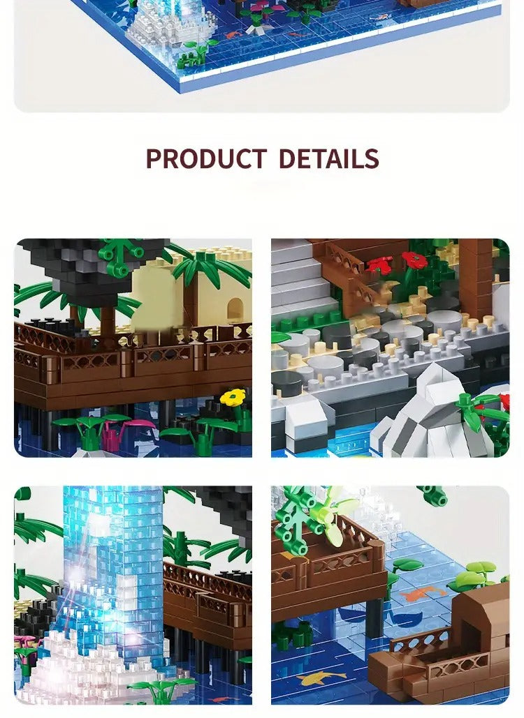 3320pcs Micro Building Blocks Set Chinese Architecture of Peach Blossom, Cherry Blossom Bonsai Tree Building Set, Collectible Models of Classical Famous