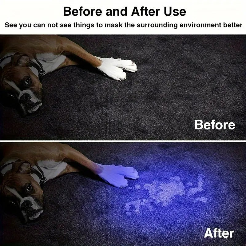 [UV Flashlight] UV 395nm Flashlight, One | USB Rechargeable, Adjustable Focus, 3-Speed Mini | Used for Pet Detection, Home, Outdoor, Camping, Fishing