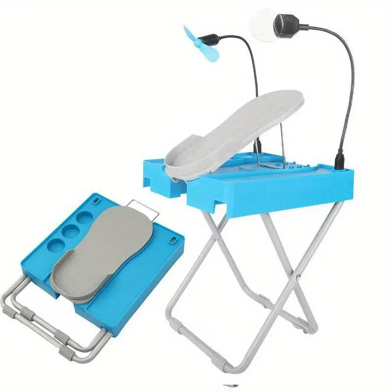 Pedicure Foot Rest Adjustable Beauty Footrest Pedicure Chair Pedicure Helper with LED Mirror and Drying Fan Home Pedicures Too-Gifts for family, friends, men and women
