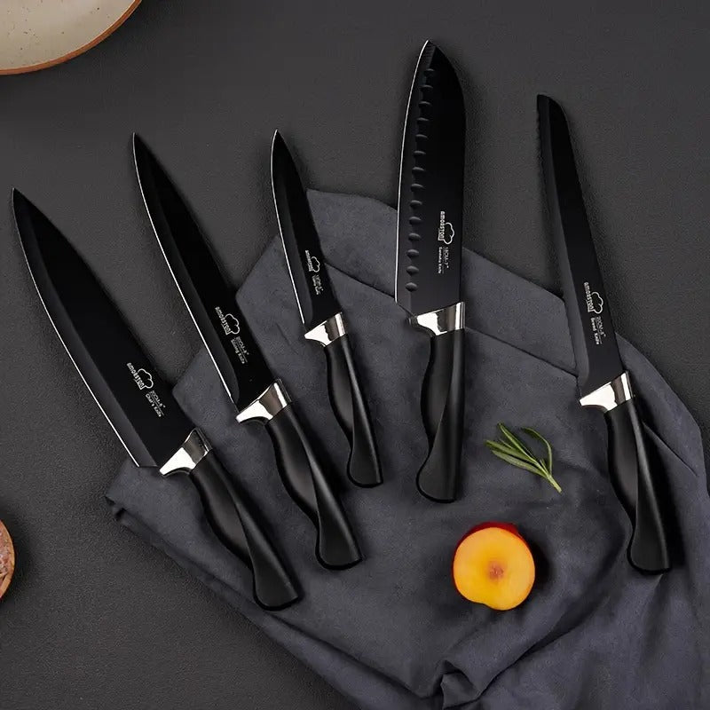 20pcs/ Knife Set, Amorston 20pcs Knife Sets for Kitchen with Block, Dishwasher Safe Kitchen Knife Set with Built-in Sharpener, German Stainless Steel Black Knife Block Set, Kitchen Gadgets Gifts for Mom Or Dad