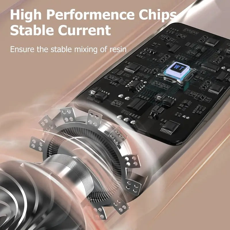 [Automatic Resin Mixer] 5 Speed Hands-Free Automatic Resin Mixer | High Efficiency Epoxy Blender for DIY Crafts, Jewelry Making, and Resin Art Projects - Minimize Bubbles, Rechargeable Battery/USB Powered, White & Orange Design