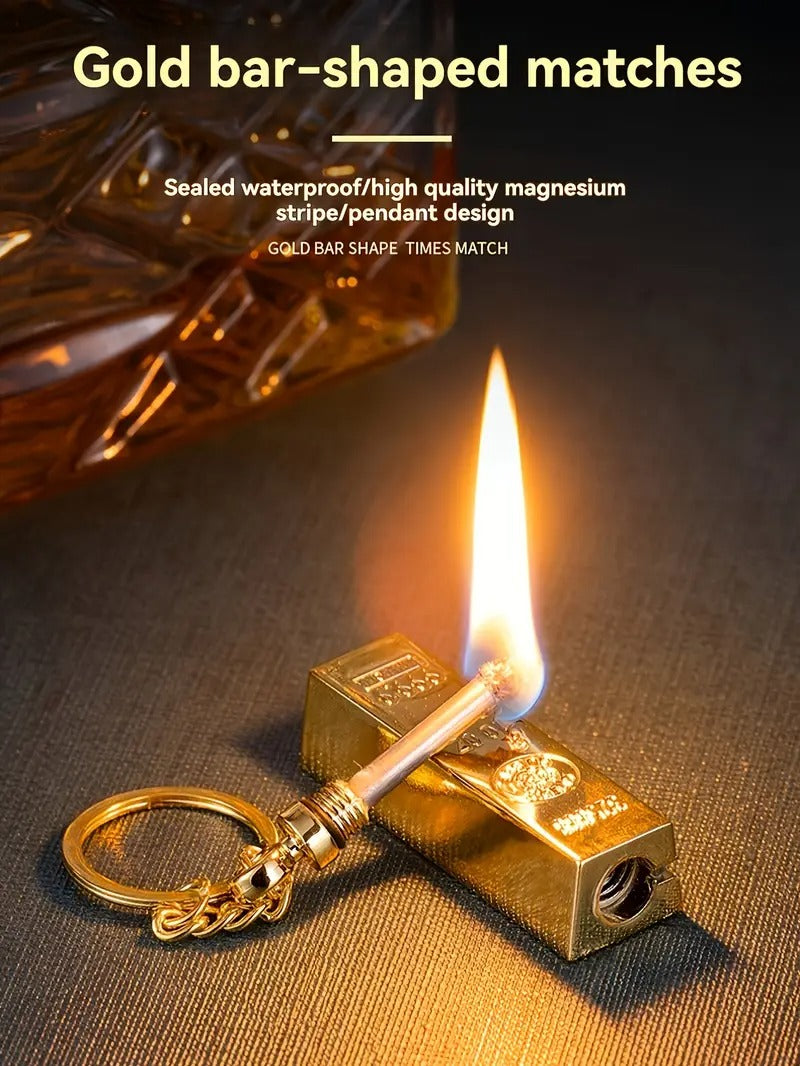 Unique Golden Metal Brick Lighter - Personalized Gift, No Kerosene Required, Extraordinary Taste, Holiday Birthday Gift Choice