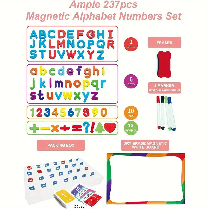 Classroom Alphabet Kit Colorful 237 Double Panels - Foam Alphabet Preschoolers Toddler Spelling And Learning - Refrigerator Magnets ABC