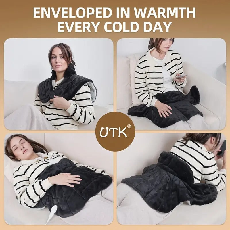 [UTK Heated Wrap] UTK Large Heated Neck Shoulder Wrap | 24"x 20" Electric Heating Pad With Weighted Design And Auto Shut Off | Relaxation, Mother's Day Gift