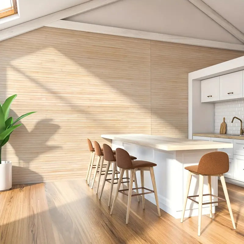 [Natural Bamboo Wall Panel] Carbonized Natural Bamboo Wall Panel | 48 X 96 Inch Pole Wrap Wainscoting Paneling For Interior Wall Decor, Ceiling, Furniture, Cabinet, Office