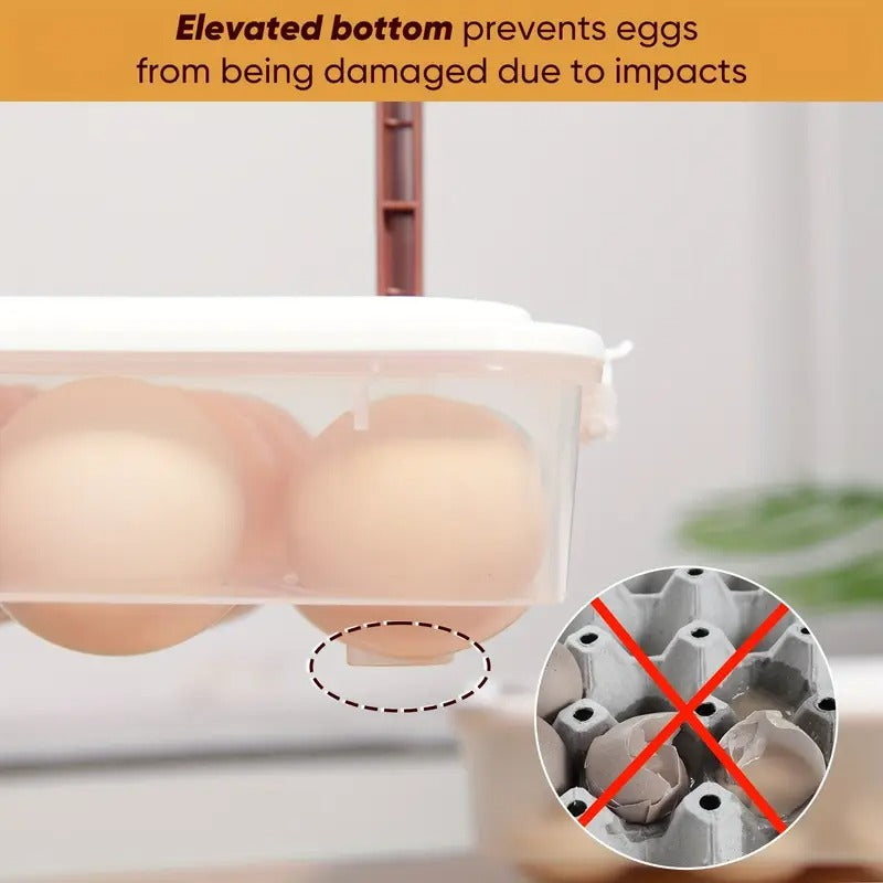 Deviled Egg Containers with Lid (Set of 2), Plastic Devil Egg Carrier for 48 Eggs with Brown Handle, Clear Storage Egg Platter, Portable Fridge Egg Tray, Perfect for Picnic and Party