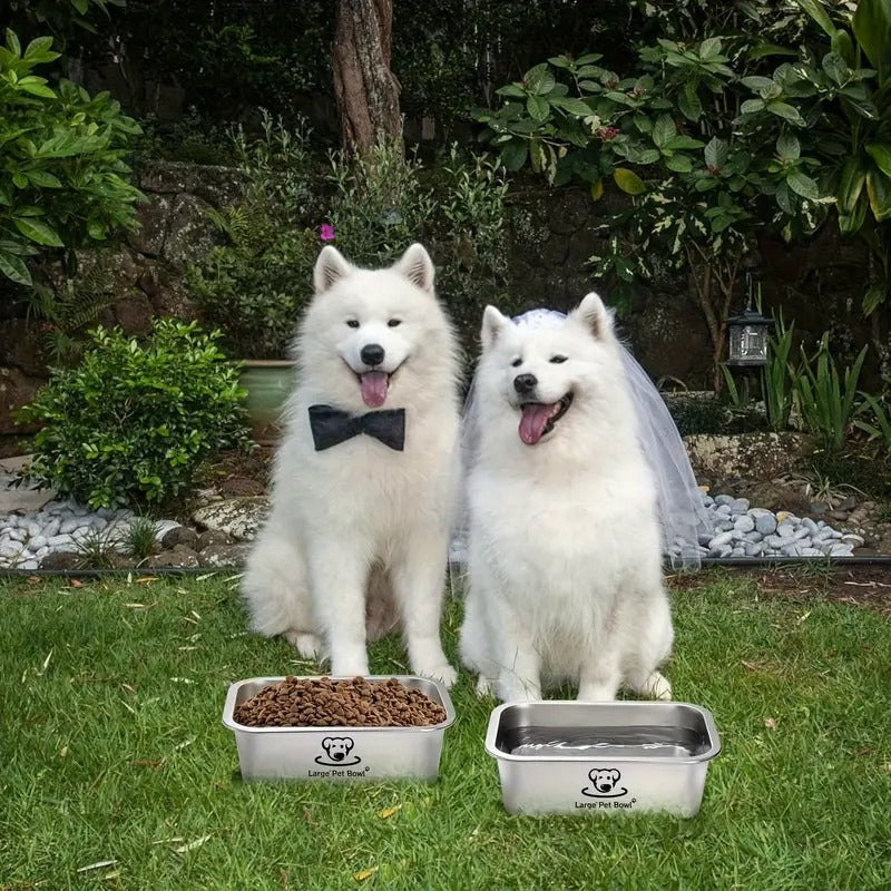 Misofog 2pcs Stainless Steel Dog Bowls for Large Dogs, 1.25 Gallons High Capacity Metal Dog Food Bowls, Extra Large Dog Bowl, Extra Large Water Bowl for Dog