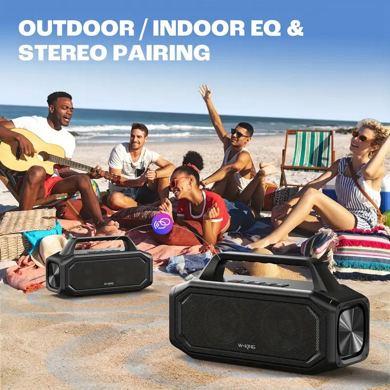 W-KING 80W Outdoor Wireless Speaker, Stereo Deep Bass Portable Subwoofer, Loud Clear Sound, Hands-free Function, Drop Resistance, Dual Stereo Pairing