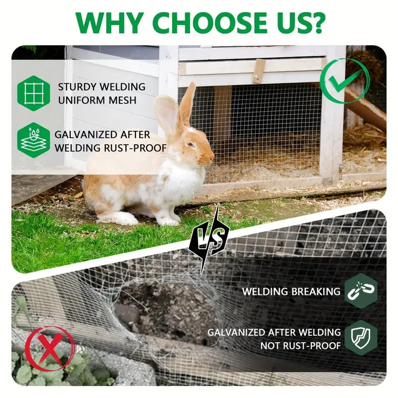 [Galvanized Hardware Cloth] Galvanized 19 Gauge Hardware Cloth | 1/2 Inch Chicken Wire Fence, Welded Cage Wire Mesh Roll Supports Poultry Netting Cage Fence