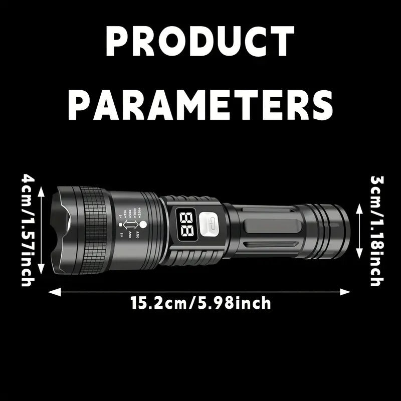 4pcs Rechargeable High-Power LED Flashlights With, Zoomable Spotlight, USB Cable, Super Bright, Long Range, Tactical Work Light For Camping, Hiking, Emergency, And Travel, Hiking Gear