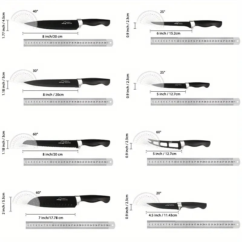 20pcs/ Knife Set, Amorston 20pcs Knife Sets for Kitchen with Block, Dishwasher Safe Kitchen Knife Set with Built-in Sharpener, German Stainless Steel Black Knife Block Set, Kitchen Gadgets Gifts for Mom Or Dad