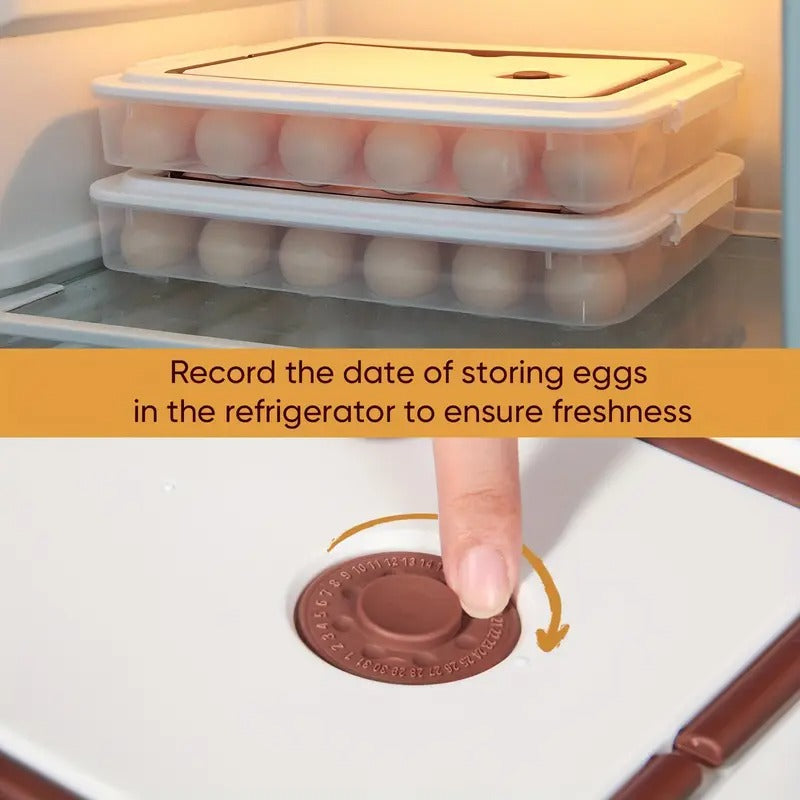 Deviled Egg Containers with Lid (Set of 2), Plastic Devil Egg Carrier for 48 Eggs with Brown Handle, Clear Storage Egg Platter, Portable Fridge Egg Tray, Perfect for Picnic and Party