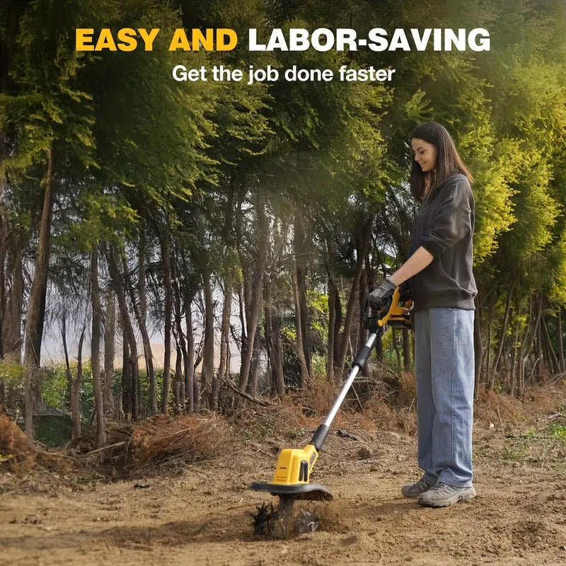 [20V Cordless Tiller Cultivator] 20V Cordless Tiller Cultivator with 2 * 2.0Ah Batteries & Charger | 360RPM Electric Garden Tiller, 9In Tilling Width, 6.6In Depth | For Lawn, Gardening, Soil Cultivation
